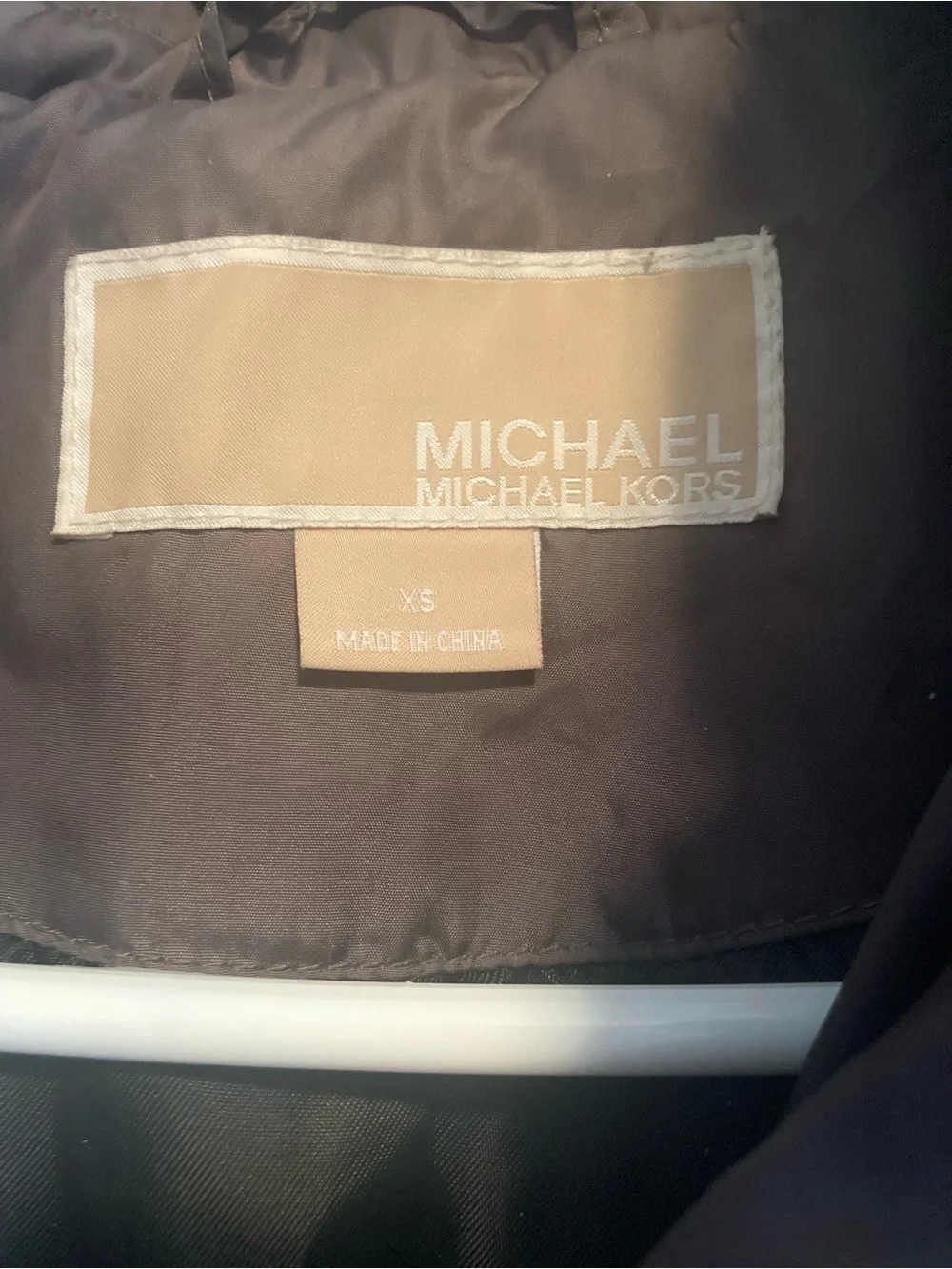 Michael Kors Dark Brown Long Puffer Coat with Faux Fur Collar